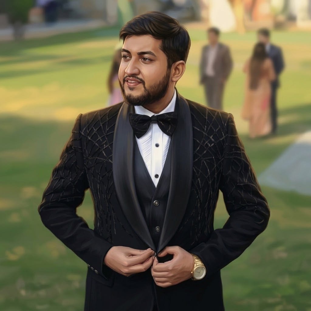 Indian groom portrait illustration
